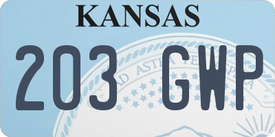 KS license plate 203GWP
