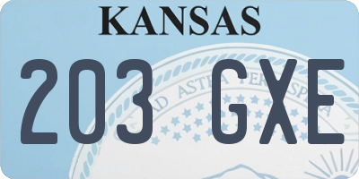 KS license plate 203GXE