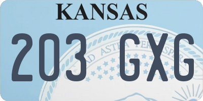 KS license plate 203GXG