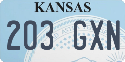 KS license plate 203GXN