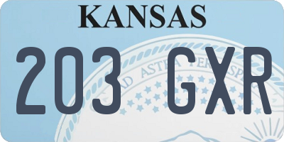 KS license plate 203GXR