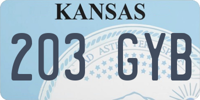 KS license plate 203GYB