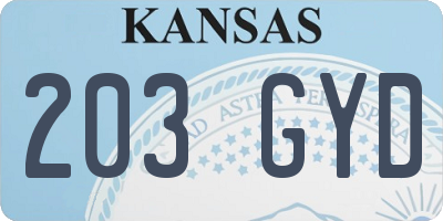 KS license plate 203GYD