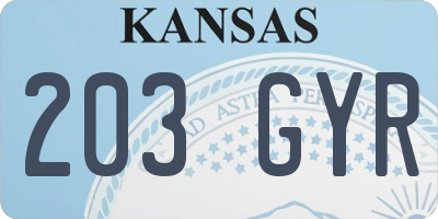 KS license plate 203GYR