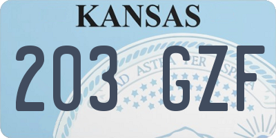KS license plate 203GZF