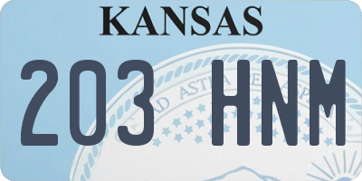 KS license plate 203HNM