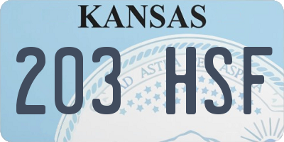 KS license plate 203HSF