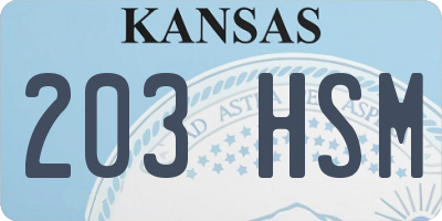 KS license plate 203HSM