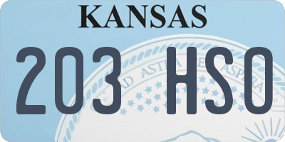 KS license plate 203HSO