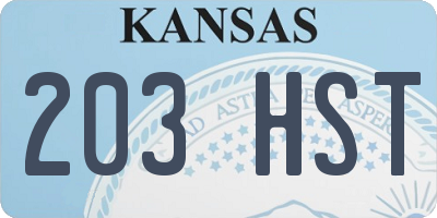 KS license plate 203HST