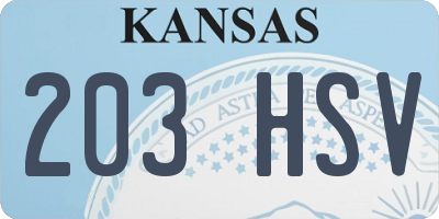 KS license plate 203HSV