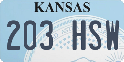 KS license plate 203HSW