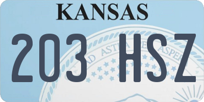 KS license plate 203HSZ