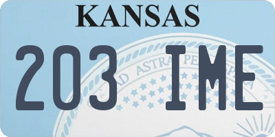 KS license plate 203IME