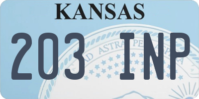 KS license plate 203INP
