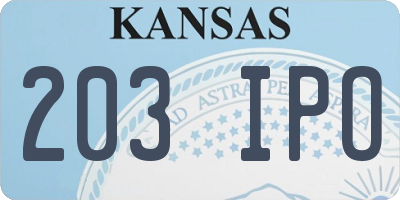 KS license plate 203IPO