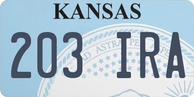KS license plate 203IRA