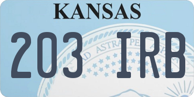 KS license plate 203IRB