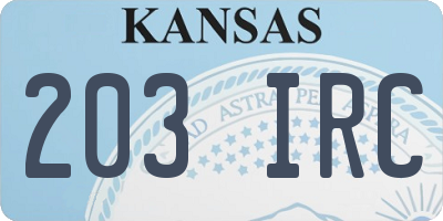KS license plate 203IRC