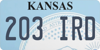 KS license plate 203IRD