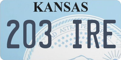 KS license plate 203IRE