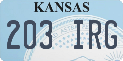 KS license plate 203IRG