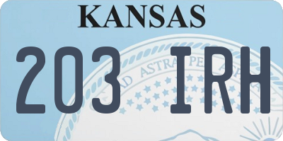 KS license plate 203IRH