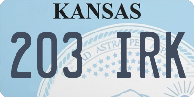 KS license plate 203IRK