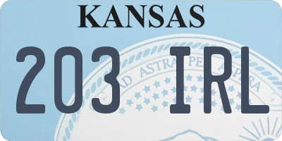 KS license plate 203IRL