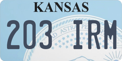 KS license plate 203IRM