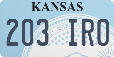 KS license plate 203IRO