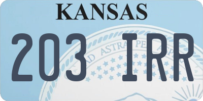 KS license plate 203IRR