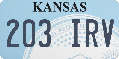 KS license plate 203IRV