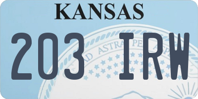 KS license plate 203IRW
