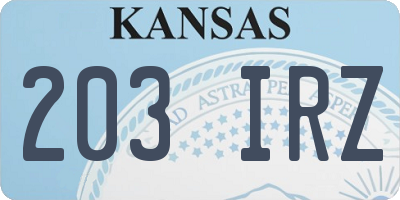 KS license plate 203IRZ