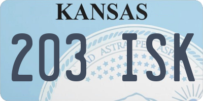 KS license plate 203ISK