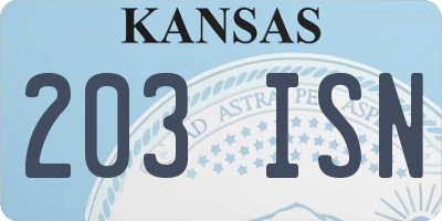 KS license plate 203ISN
