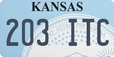 KS license plate 203ITC