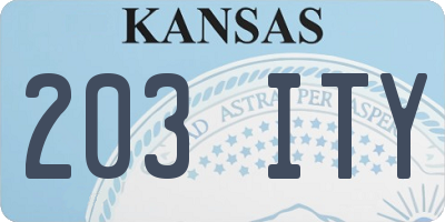 KS license plate 203ITY