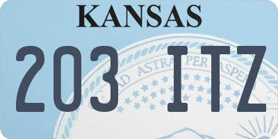 KS license plate 203ITZ
