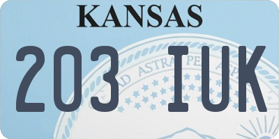 KS license plate 203IUK