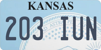 KS license plate 203IUN