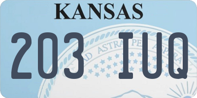 KS license plate 203IUQ