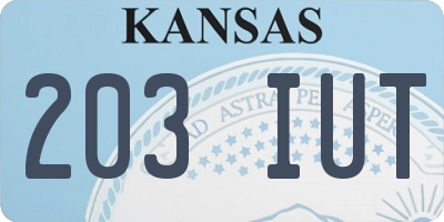 KS license plate 203IUT