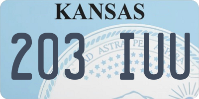 KS license plate 203IUU