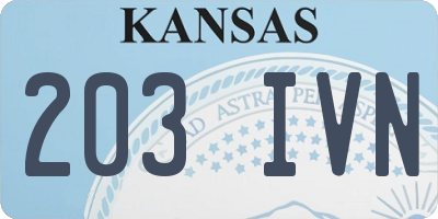 KS license plate 203IVN
