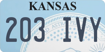 KS license plate 203IVY