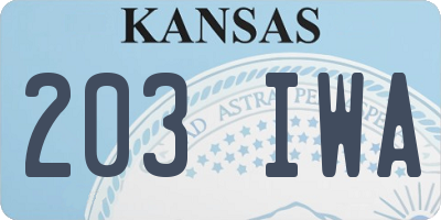 KS license plate 203IWA