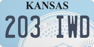 KS license plate 203IWD