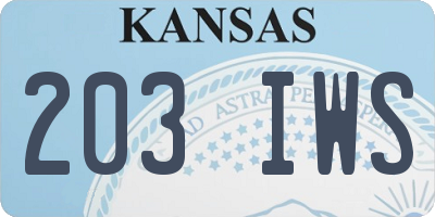 KS license plate 203IWS